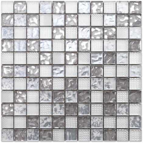 ILCOM Mosaico in vetro su rete per bagno e cucina 30cm x 30cm - Titanic
