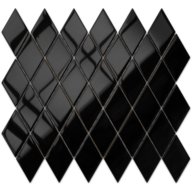 Image of Ilcom - Mosaico in vetro su rete per bagno o cucina 25 cm x 29.2 cm - Black net