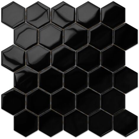 Mosaico in vetro su rete per bagno o cucina 25.5 cm x 24.7 cm - Liquid black
