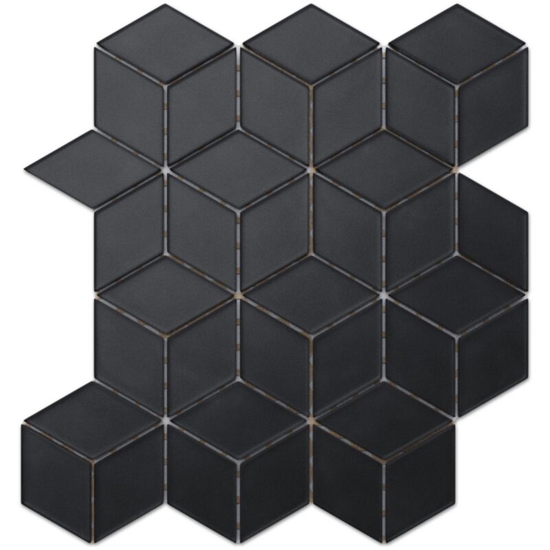 Image of Mosaico in vetro su rete per bagno o cucina 30.5 x 26.5 cm - Soft black