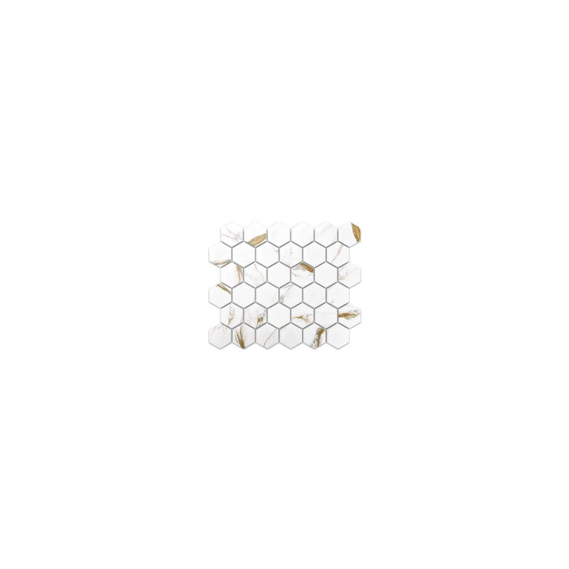 Image of Mosaico su rete per bagno e cucina in ceramica 29.7 cm x 26.2 cm - Gold Honey