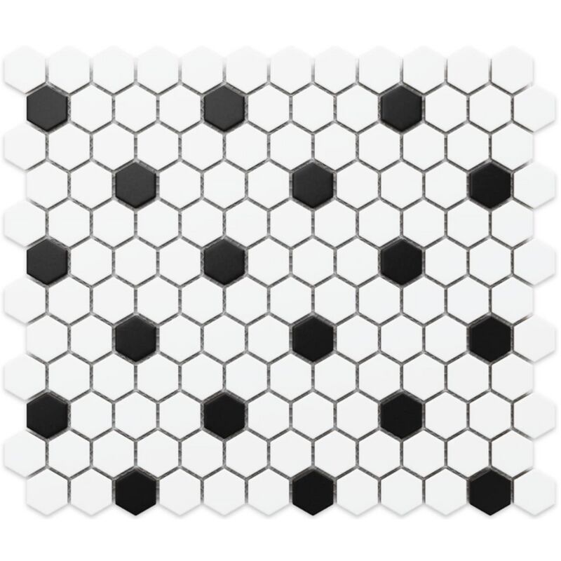Image of Mosaico su rete per bagno e cucina in ceramica 30 cm x 26 cm - White Honey