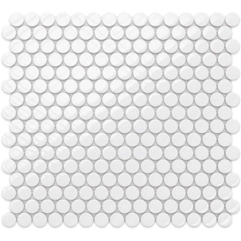 Image of Ilcom - Mosaico su rete per bagno e cucina in ceramica 31.7 x 29.3 cm - snowballs