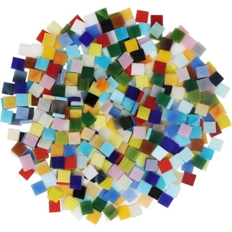 Mosaicos para manualidades (600 piezas/400 g) - 1 x 1 cm - Surtido de mosaicos de vidrio para decoración de interiores, marcos, macetas, espejos y manualidades