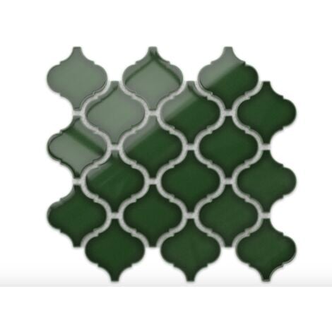 ILCOM Mosaik auf Netz für Bad und Küche aus Keramik 27,5 x 25,2 cm- ARAB EMERALD