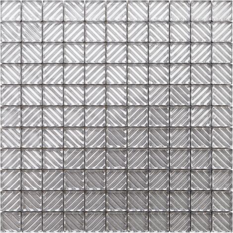 Mosaik für Badezimmer Innenküche aus Glas - 30 cm x 30 cm - SILVER LABYRINTH