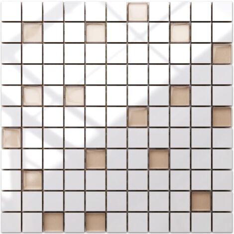 Mosaik für Badezimmer oder Küche aus Keramik mit Glaseinsätzen - Ginseng