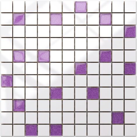 Mosaik für Badezimmer oder Küche aus Keramik mit Glaseinsätzen - White-violet