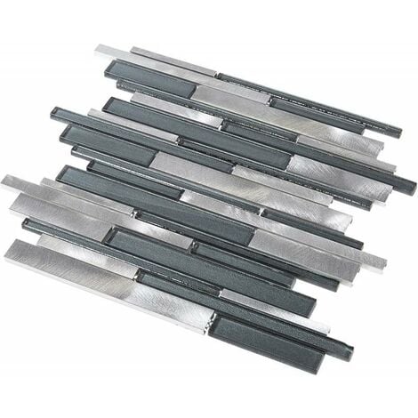 Mosaïque Alu / Verre - Gris - Barrettes - Gris