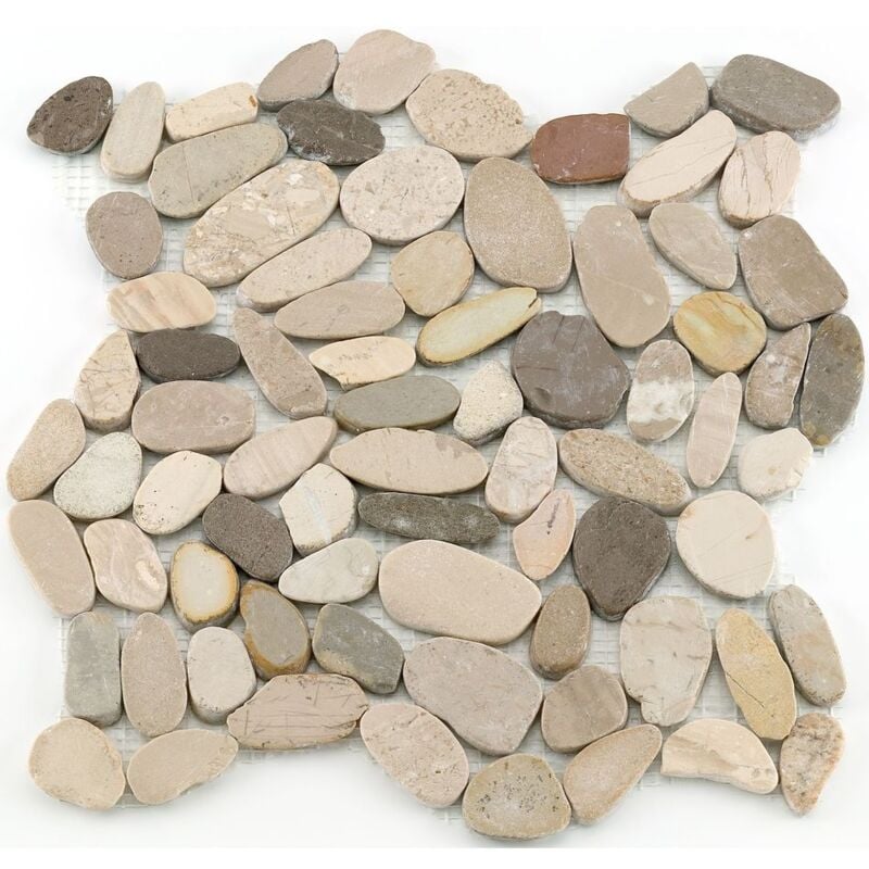 Mosaïque antidérapante pierre naturelle Pebble - 30x30x0.8cm - Nature