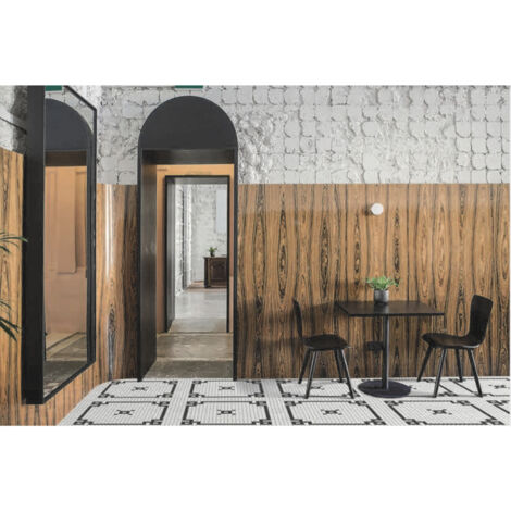 Mosaïque Art factory 2.3x2.3cm motif Bemol noir et blanc sur trame nylon 33.3x33.3cm Satiné boite de 1 m2 Satiné boite de 1 m2 - Mosaïque 2.3x2.3 cm