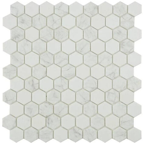 Mosaïque de pâte de verre ANTARTICA effet marbre hexagonales - Flake - - Flake - boîte de 0.87 m2