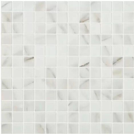 Mosaïque de pâte de verre effet marbre carré 2.5x2.5cm - Calacatta - Mat - boîte de 1 m2 - Calacatta - Mat - boîte de 1 m2