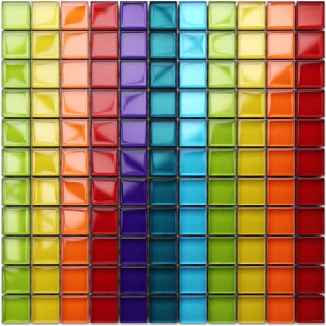 Mosaïque de salle de bain en verre pour cuisine Rainbow River - 30 x 30 cm