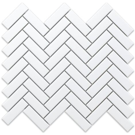 Mosaïque en céramique sur maille pour salle de bain ou cuisine 31.5cm x 27.7cm - White Forest