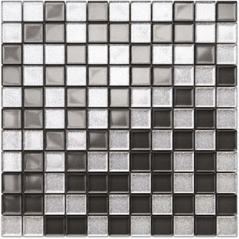 Mosaïque en filet de verre pour salle de bain cuisine intérieure - 30 x 30cm -GRAPHITE DIAMOND
