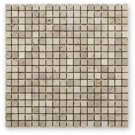 Mosaïque en marbre et travertin 30.5x30.5cm – Finition beige – Pour pose intérieure – Vente à l'unité – Barwolf