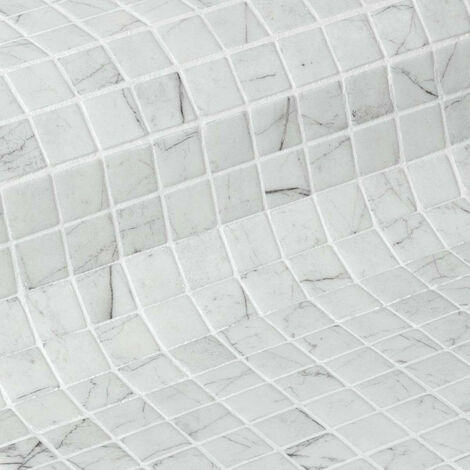 Mosaïque en pâte de verre aspect marbre mate 2,5x2,5 cm ZEN CARRARA