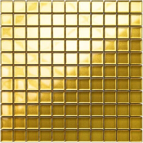 Mosaïque en verre pour salle de bain cuisine 30 x 30 cm - Golden peaks