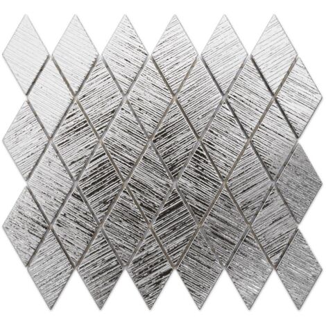 Mosaïque en verre sur filet pour salle de bain ou cuisine 26,5 cm x 30,5 cm - Silver tulip