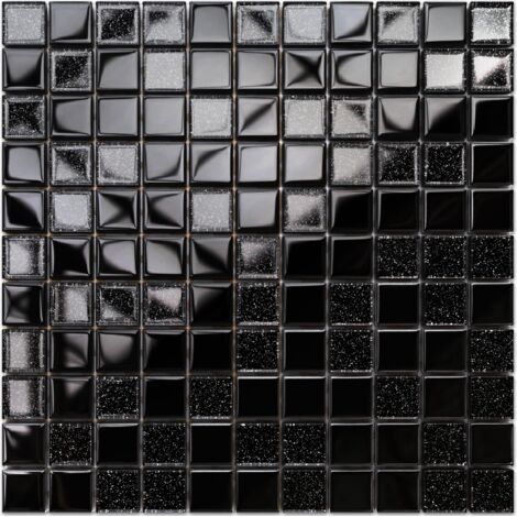 Mosaïque en verre sur filet pour salle de bain ou cuisine 30cm x 30cm - Crushed silver