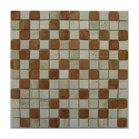 Mosaique marbre creme rosso 2.3x2.3 cm - unité