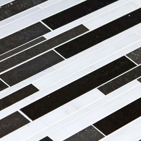 Mosaïque Marbre et Basalte Cityline - vendu par carton de 0.75 m² - Blanc, Noir