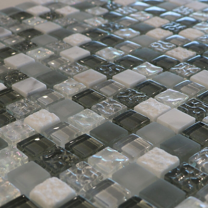 Capri - Mosaïque Marbre et Verre Glacier Gris - vendu par carton de 0.92 m²