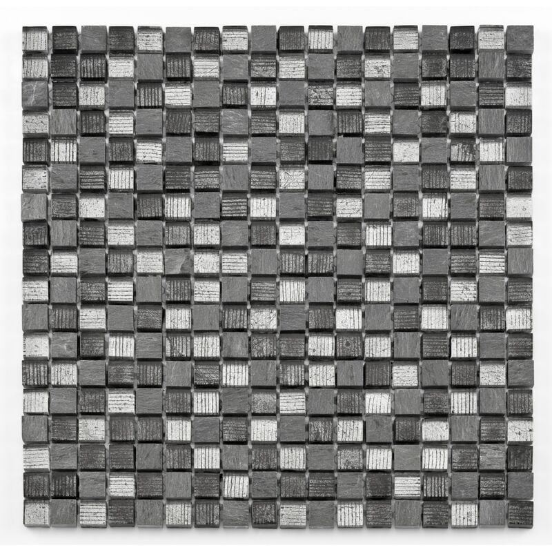 Mosaïque multi matière Fineline - 29.8x29.8x0.8cm - Grey mix