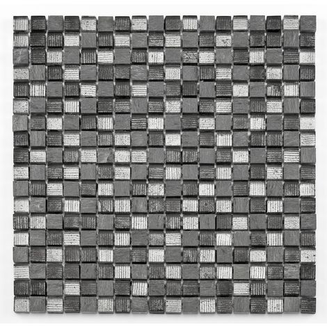 Mosaïque multi matière Fineline - 29.8x29.8x0.8cm - Grey mix