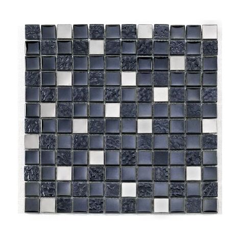 Mosaique noire Glas metall noir 2.3x2.3 cm - 30x30 - unité