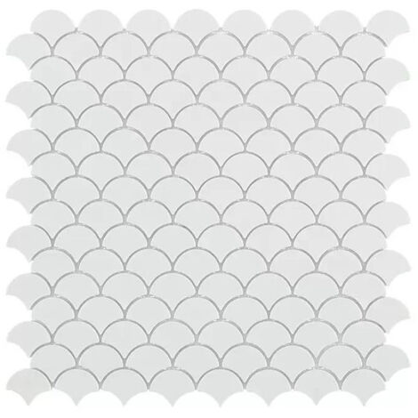 Mosaïque pâte de verre NORDIC - Ecaille Blanc Mat - boîte de 0.87 m2 - Ecaille Blanc Mat - boîte de 0.87 m2