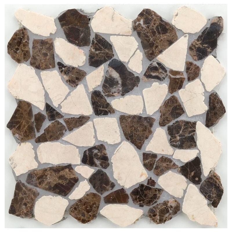 Mosaïque pierre naturelle Crush - 30x30x0.8cm - Cream chocolate