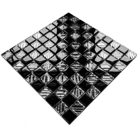 Mosaïque pour salle de bain Cuisine intérieure en verre -30 x 30cm- BLACK CHESS