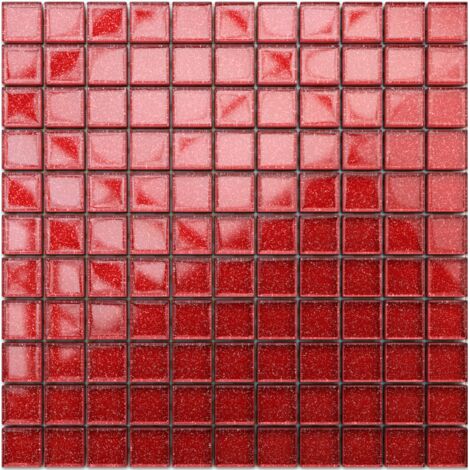 Mosaïque pour salle de bain Cuisine intérieure en verre - 30cm x 30cm - BRIGHT RED