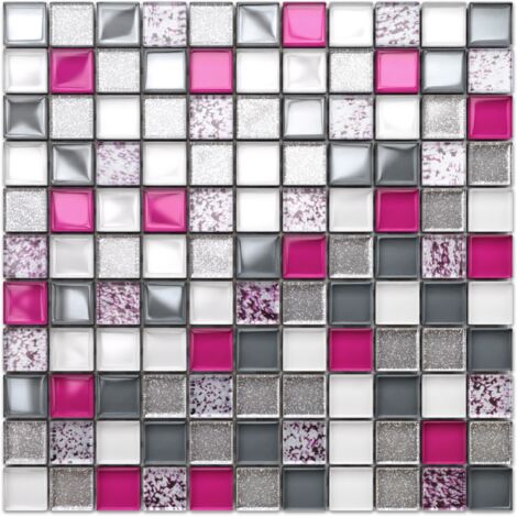 Mosaïque pour salle de bain Cuisine intérieure en verre 30cm X 30cm - PEARL PINK