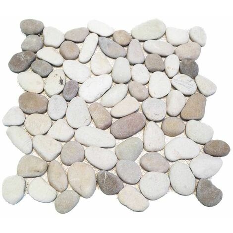 Mosaïque pour sol en galets 30x30cm – Anti-dérapant R10 – Pierre pour espaces humides – Prix à l'unité – Barwolf