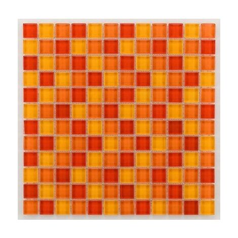 Mosaique salle de bain Glasmosaik orange 2.3x2.3 cm - 30x30 - unité