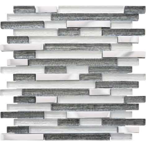 Mosaique SHADOW MIX GREY BARRETTE 1 PLAQUE 30,5 X 30,5 CM CASA LINEA