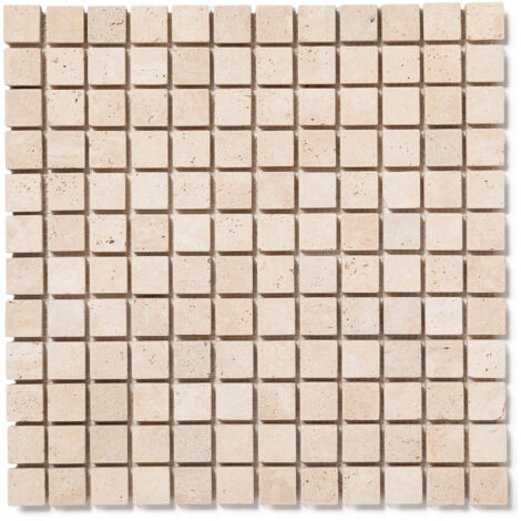 Mosaïque Travertin 1er choix - 2,3x2,3x1 cm - Beige Light (vendu par plaque de 30,5x30,5 cm)