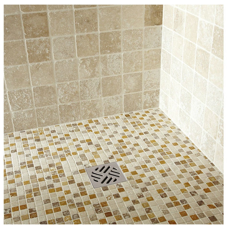 Mosaïque Travertin 1er Choix - 3 Couleurs - 2,3x2,3x1cm - Vieilli - (1 m²)
