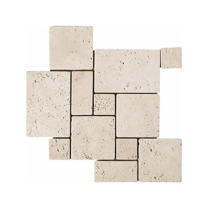 Stone By Stone - Mosaïque Travertin 1er Choix - Crème - 2,3x2,3x1cm - Vieilli - (1 m²)
