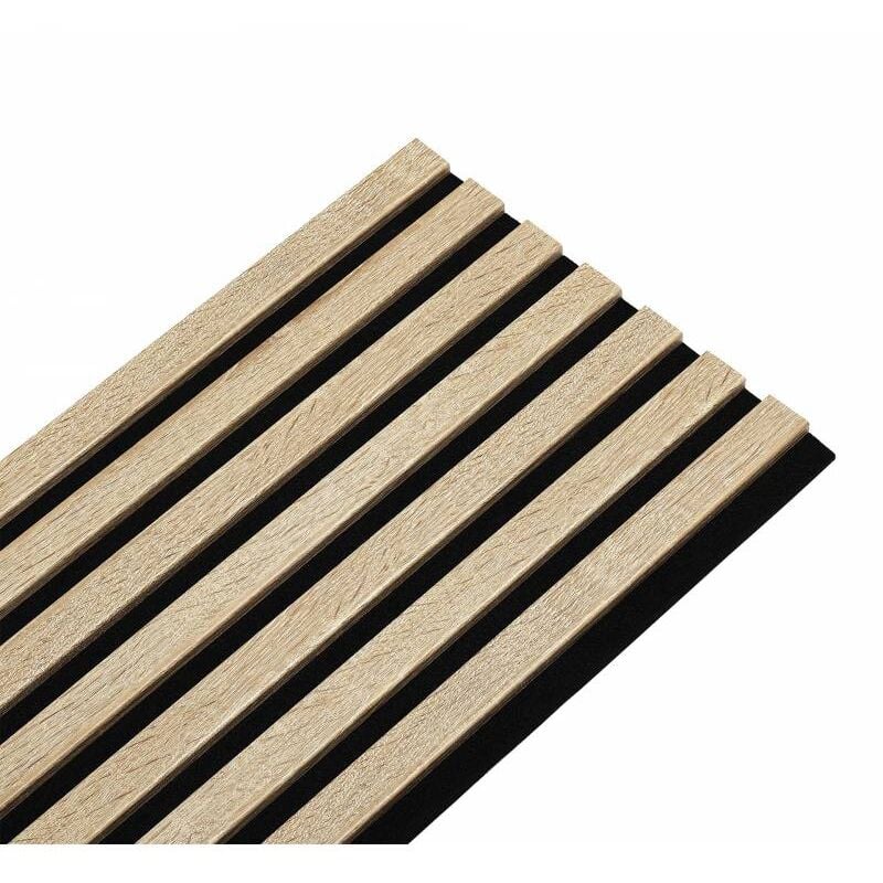 Decoon - Panneau tasseaux bois 250 x 30 x 1,9 cm - décor chêne clair fond noir - 0,75m²