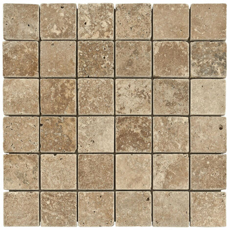 Mosaïque Travertin Premier choix - Noce - Vieilli - 4,8x4,8x1cm