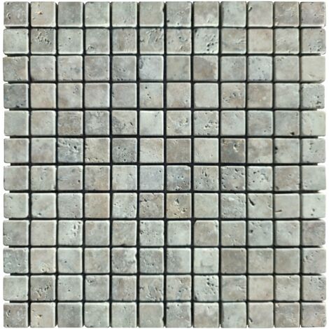 Mosaïque Travertin Premier choix - Silver - Vieilli - 2,3x2,3x1cm