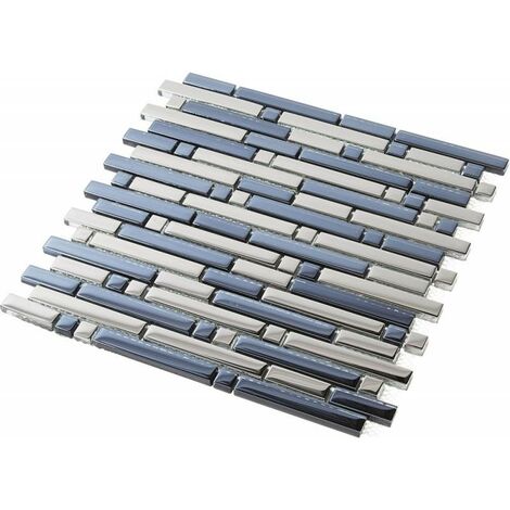 Mosaïque Verre - Chrome - Barrettes - Noir
