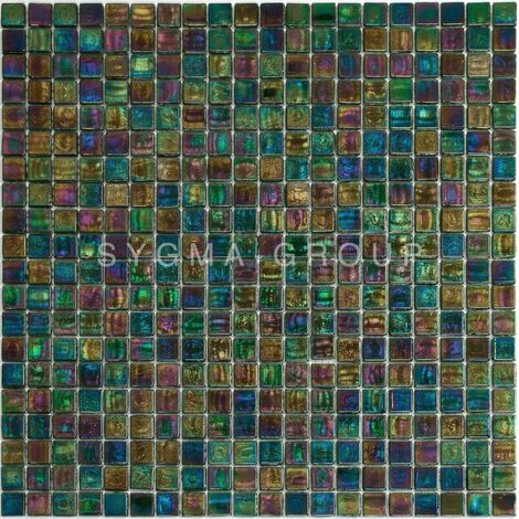Mosaique vert irisé pour sol et mur salle de bains et douche Imperial Emeraude