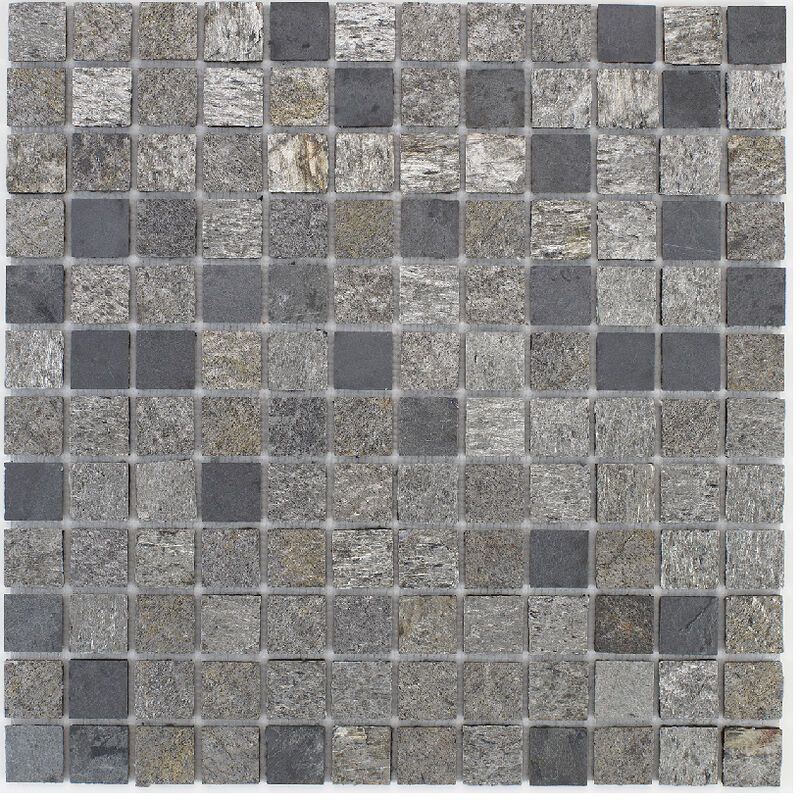 Image of Mosaico in pietra naturale 30 x 30 cm - piastrella 2,5 x 2,5 cm misto grigio