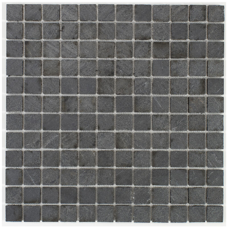 Image of Mosaico in pietra naturale 30 x 30 cm - piastrella 2,5 x 2,5 cm roccia grafite nero