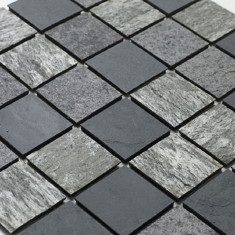 Image of U-tile - Mosaico in pietra naturale 30 x 30 xm - piastrella 5 x 5 cm misto grigio